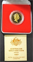 1987 AUSTRALIA $200 GOLD PROOF COIN