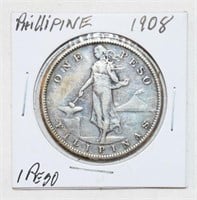 COIN - 1908 PHILLIPINE ONE PESO