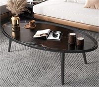 ANS_HOME Wooden Oval Coffee Table, 80", Black - NE