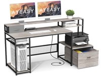 AYEASY Home Office Desks with Drawers, 66'', Monit
