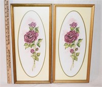 PAIR NICELY FRAMED & MATTED ROSE PRINTS