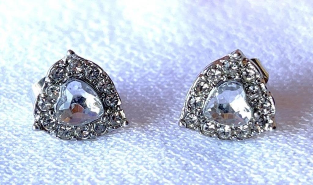 Halo Design Heart White Sapphire Earrings