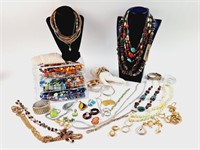 Large Costume Jewelry Lot: Earrings, Necklaces