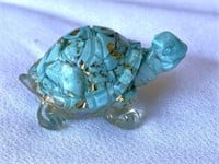 Turquoise and Gold Turtle Paperweight