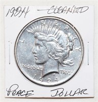 COIN - CLEANED 1924 SILVER PEACE DOLLAR