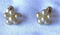 12k G.F. Pearl Cluster Earrings
