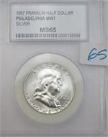 1957 Silver Franklin Half Dollar, MS65