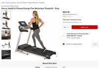 B8168  Sunny Health  Fitness Treadmill Gray