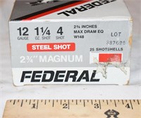 25 ROUNDS FEDERAL 12GA 2¾" MAG STEEL SHOT