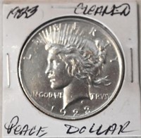 COIN - CLEANED 1923 SILVER PEACE DOLLAR