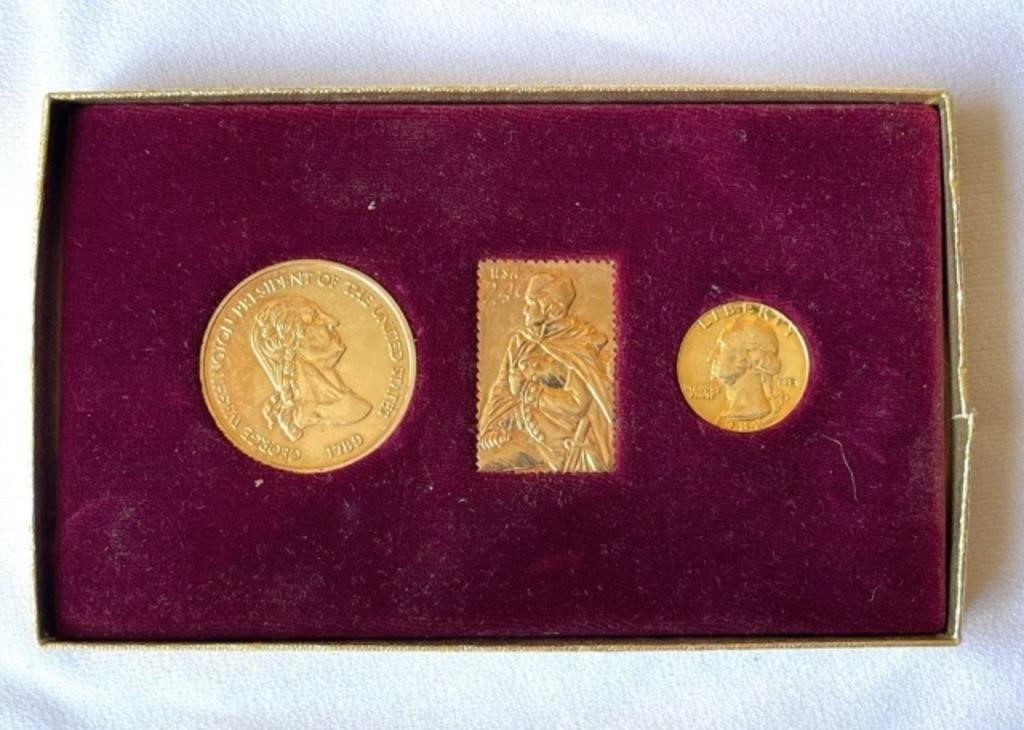 24k Plated Coin and Stamp Set