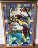 Framed 24x36 Stained Glass Parrot