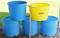 LOT - 5 LARGE POLY BUCKETS / PLANTERS