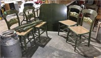 37"  Vintage table and four chairs, legs taken off