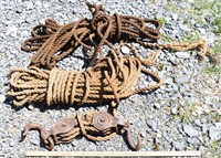 ANTIQUE BLOCK & TACKLE W/ MUCH ROPE