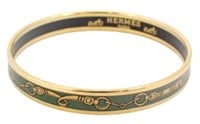 Hermes Green Enamel Bangle Bracelet
