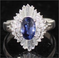GIA Platinum 2.45 ct Sapphire & Diamond Ring