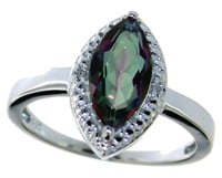 Marquise Cut Natural Mystic Topaz & Diamond Ring