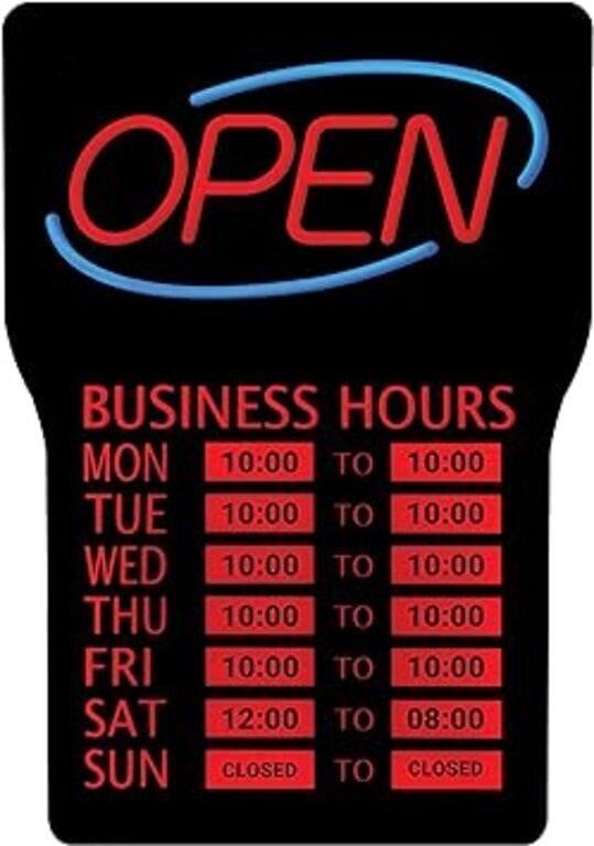 Royal Sovereign LED Open Sign Board with Hours