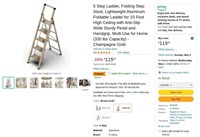 FM4227  Folding Aluminum 5 Step Ladder - Champagne