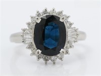 Platinum 3.4 ct Sapphire & Diamond Ring