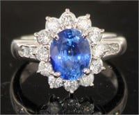 Platinum 3.31 ct Oval Sapphire & Diamond Ring