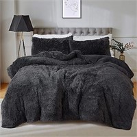 Kivik Shaggy Faux Fur Comforter Set King Size,Fluf