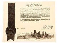City of Pittsburgh April 1992 - Proclamtion "ELVI