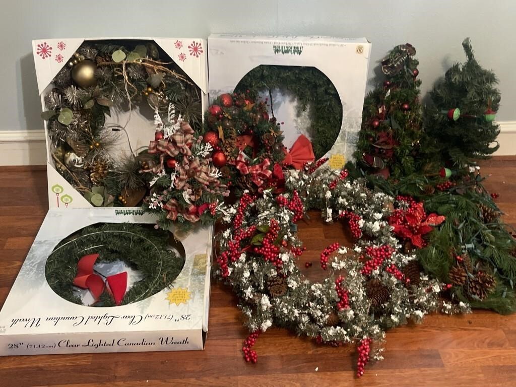 Five Christmas Wreaths, Three Christmas Trees and