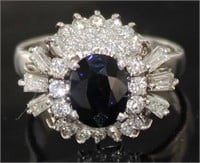 Platinum 2.91 ct Sapphire & Diamond Ring