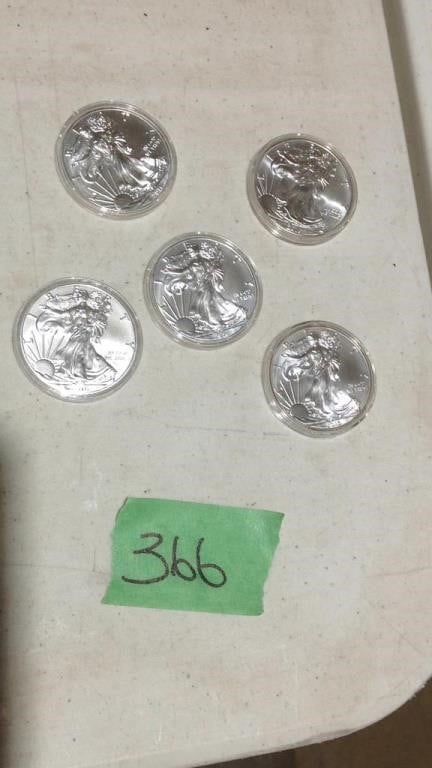 5–1 ounce fine silver dollars