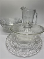 Vintage Glass Nesting Mixing Bowls, Pitcher, etc.