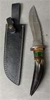 14 1/2" Custom Damascus Bowie Knife w/ Sheath