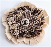 Chanel Brown Tweed Flower Form Brooch