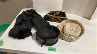 Vintage hats and fur collar