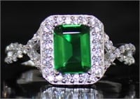 Radiant Cut Emerald Dinner Ring