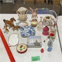 Figurines, vases, bells, ashtray