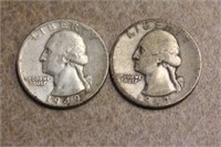 Lot of 2 Silver Washington Quarters