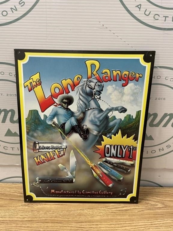 The Lone Ranger metal Silver Bullet Knife AD sign