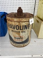 Havoline Texaco 5 gallon oil can