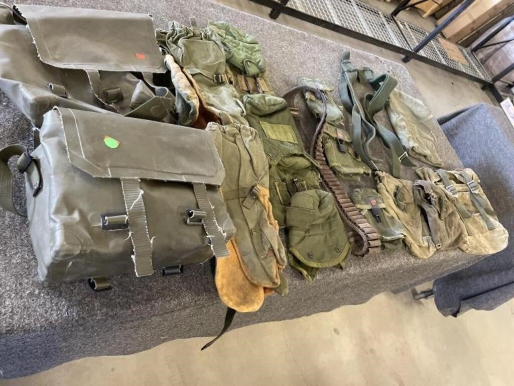 Military cold weather mittens, ammo belt & more