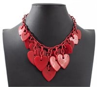 Red Celluloid Multi-Heart Necklace