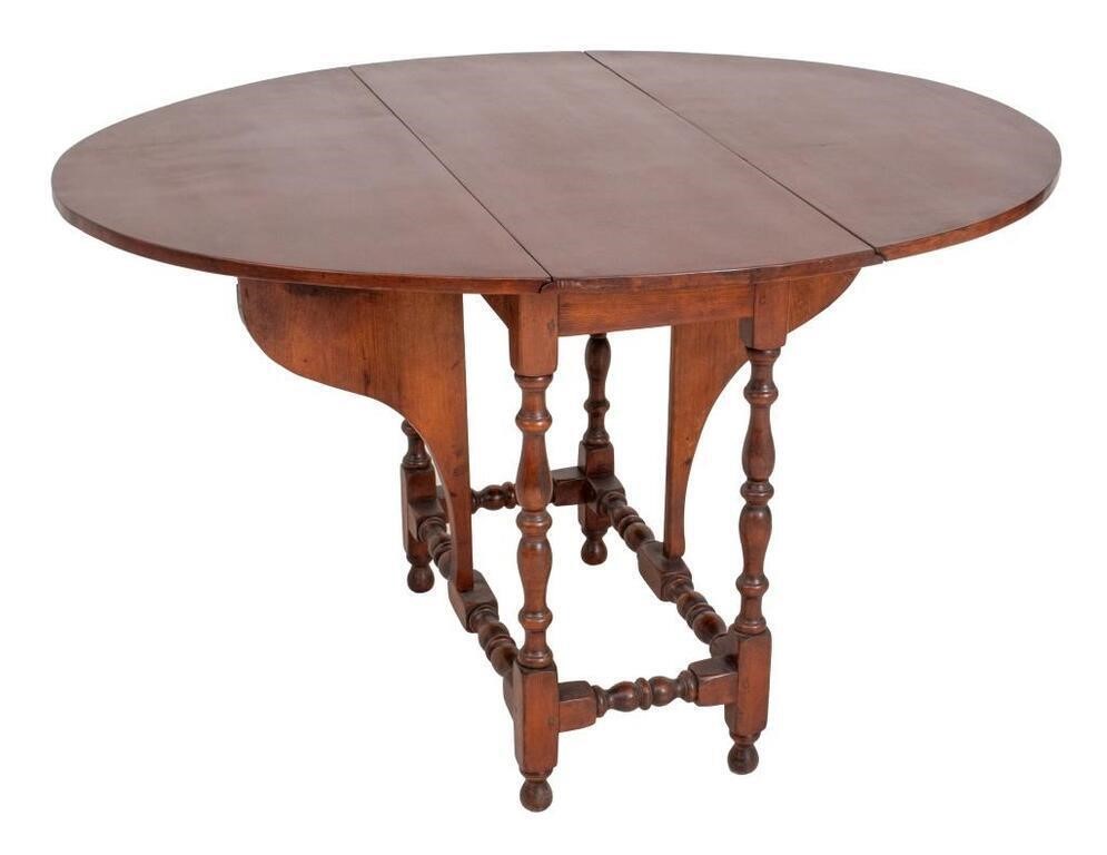 Jacobean Style Mahogany Oval Drop Leaf Table