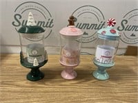 3 Peppermint & Pine New Glass Candy Jars