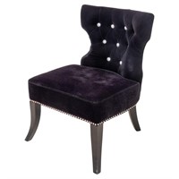 Hollywood Regency Black Velvet Lounge Chair