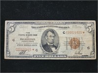 1929 $5 Federal Reserve FR-1850c* Star Note