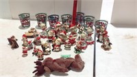 Christmas figurines and glasses