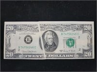 1969 $20 Federal Reserve Gutter ERROR