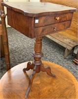 Antique Walnut Victorian Two Drawer Sewing Stand