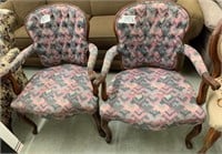 Pair Of French Style Upholstered Arm Chairs